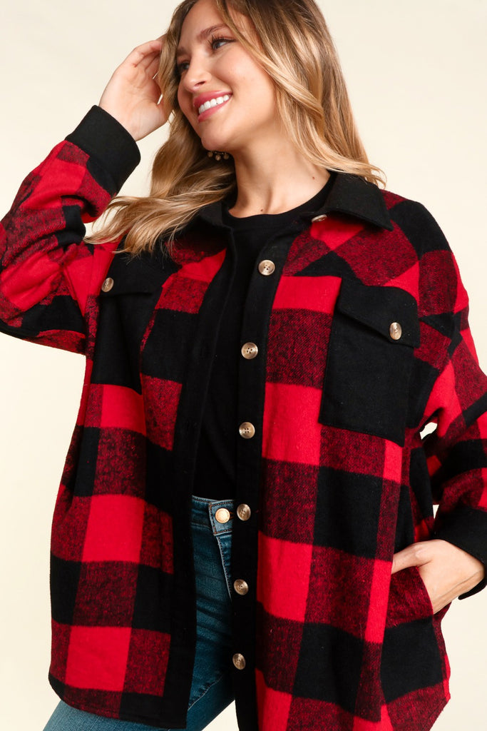 Buffalo Plaid Shacket-Outerwear-Haptics-Three Birdies Boutique, Women's Fashion Boutique Located in Kearney, MO