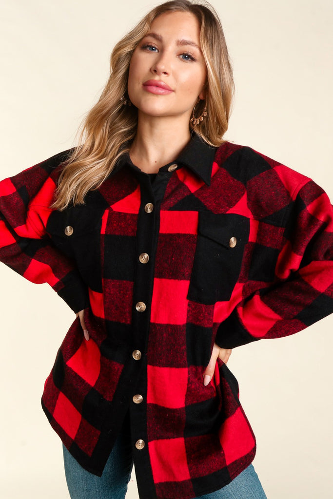 Buffalo Plaid Shacket-Outerwear-Haptics-Three Birdies Boutique, Women's Fashion Boutique Located in Kearney, MO