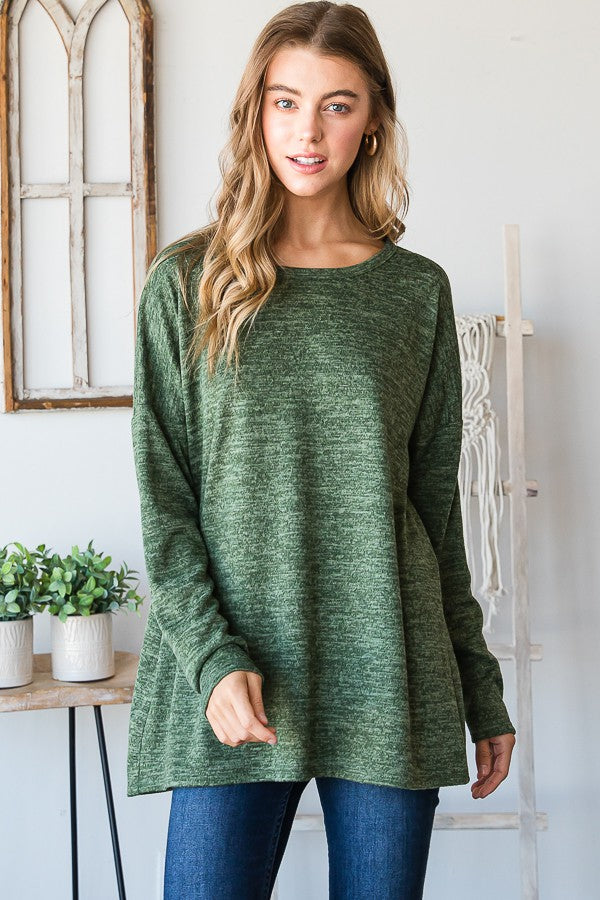 Round Neck Long Sleeve Sweater-Sweater-Heimish-Three Birdies Boutique, Women's Fashion Boutique Located in Kearney, MO
