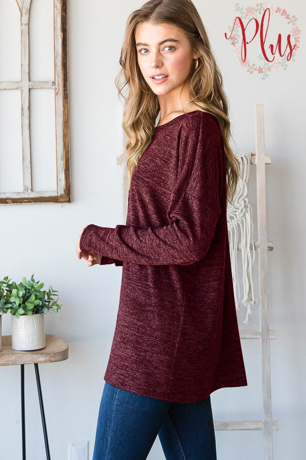 Round Neck Long Sleeve Sweater-Sweater-Heimish-Three Birdies Boutique, Women's Fashion Boutique Located in Kearney, MO