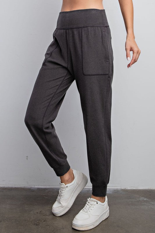 Rib Brushed Jogger Pants-Joggers-Rae Mode-Three Birdies Boutique, Women's Fashion Boutique Located in Kearney, MO