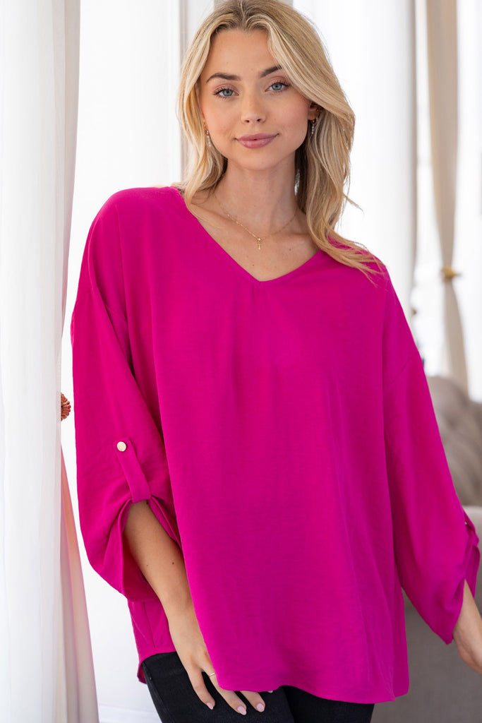 Alex's 3/4 length Sleeve Knit Top-Shirts & Tops-White Birch-Three Birdies Boutique, Women's Fashion Boutique Located in Kearney, MO