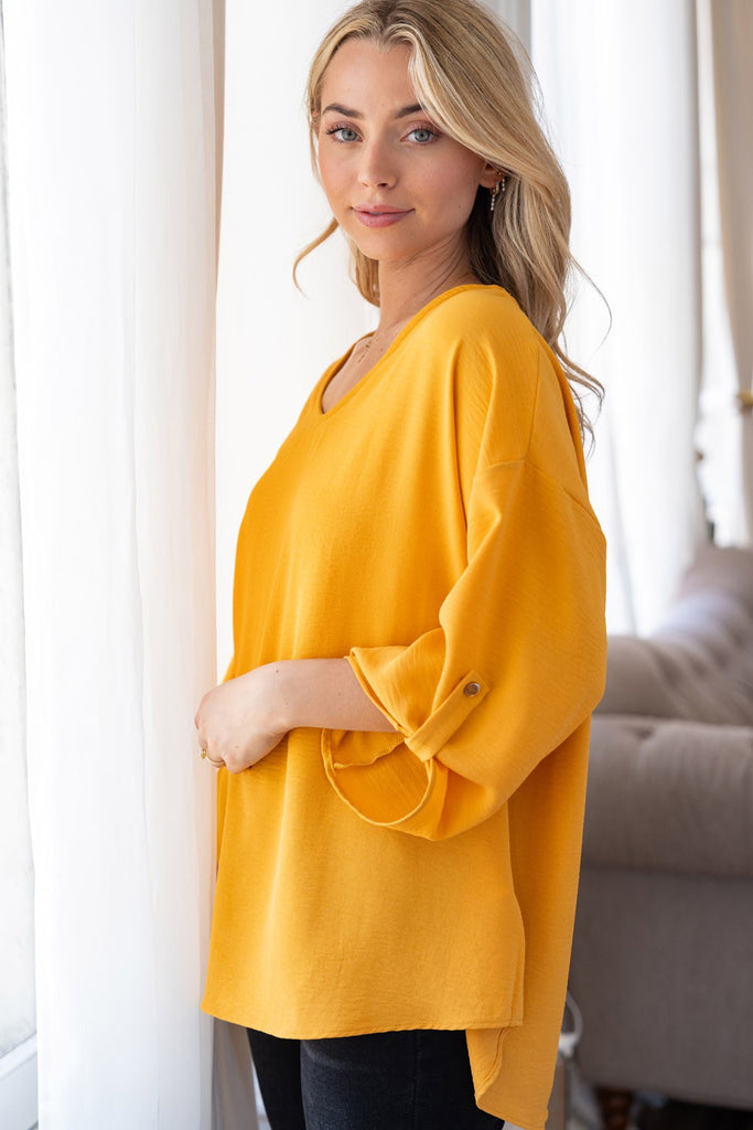 Alex's 3/4 length Sleeve Knit Top-Shirts & Tops-White Birch-Three Birdies Boutique, Women's Fashion Boutique Located in Kearney, MO