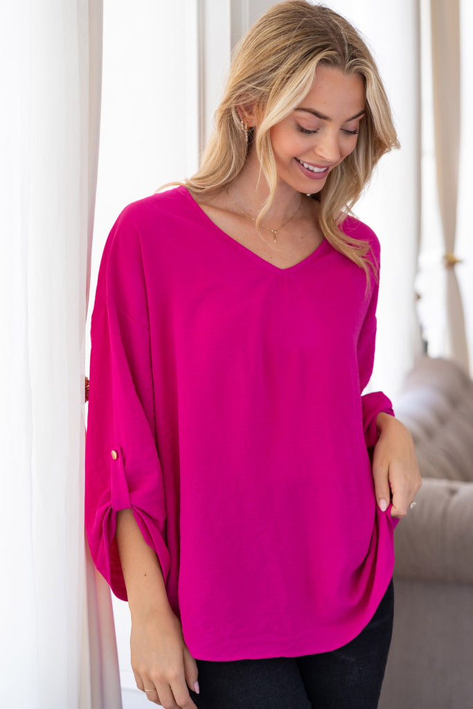 Alex's 3/4 length Sleeve Knit Top-Shirts & Tops-White Birch-Three Birdies Boutique, Women's Fashion Boutique Located in Kearney, MO