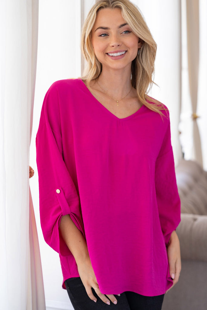 Alex's 3/4 length Sleeve Knit Top-Shirts & Tops-White Birch-Three Birdies Boutique, Women's Fashion Boutique Located in Kearney, MO