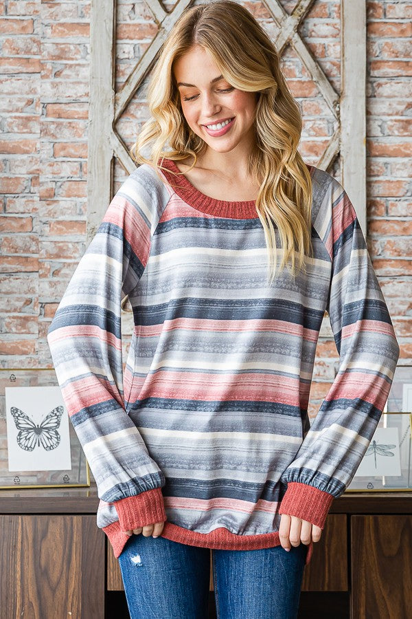 Striped Print Top-Top-Heimish-Three Birdies Boutique, Women's Fashion Boutique Located in Kearney, MO