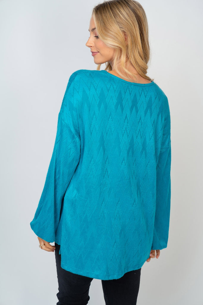 Teal Textured Top-Sweater-White Birch-Three Birdies Boutique, Women's Fashion Boutique Located in Kearney, MO
