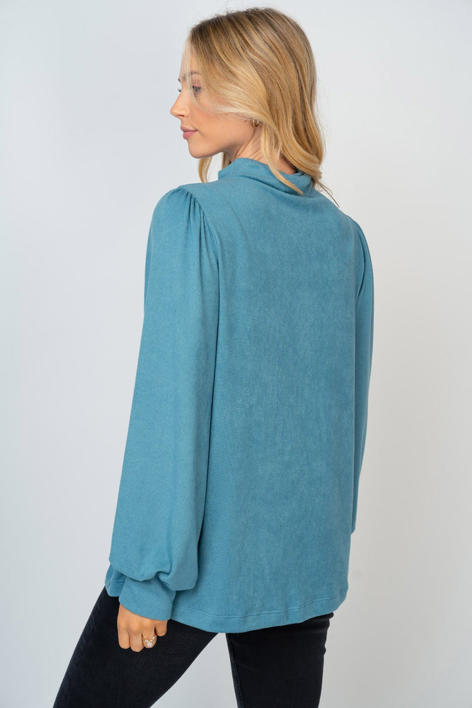 Kelly Mock Neck Knit Top-Sweater-White Birch-Three Birdies Boutique, Women's Fashion Boutique Located in Kearney, MO