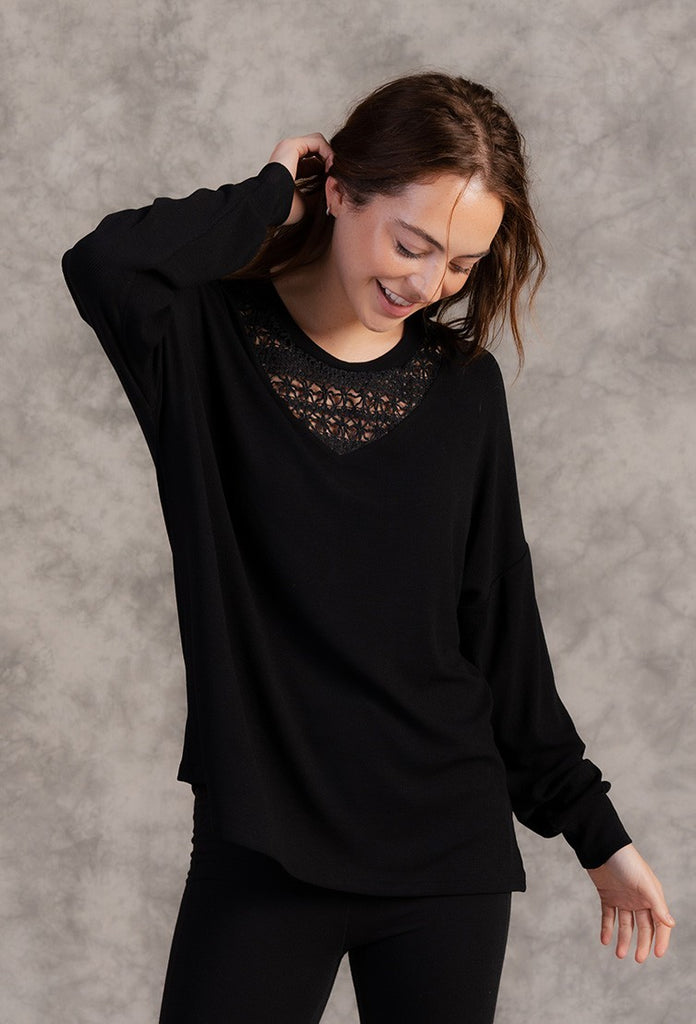 Crochet Neckline Top-Sweater-Sew In Love-Three Birdies Boutique, Women's Fashion Boutique Located in Kearney, MO