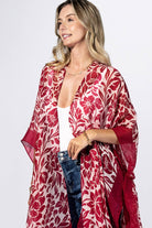 Punch Paisley Border Kimono: PUNCH RED / 2 / One Size-Urbanista-Three Birdies Boutique, Women's Fashion Boutique Located in Kearney, MO