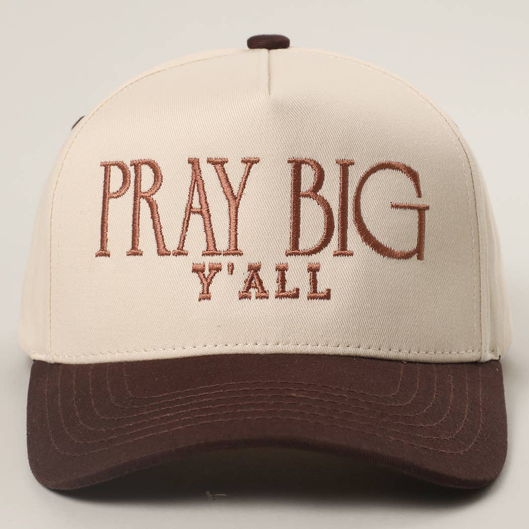 PRAY BIG Y'ALL Embroidery Two-Tone Trucker Hat: LEOPARD / One Size { product_type }}