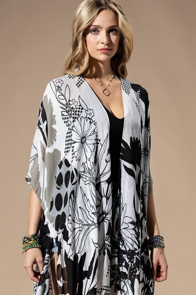 Grey Multi Kimono: GREY MULTI-Urbanista-Three Birdies Boutique, Women's Fashion Boutique Located in Kearney, MO