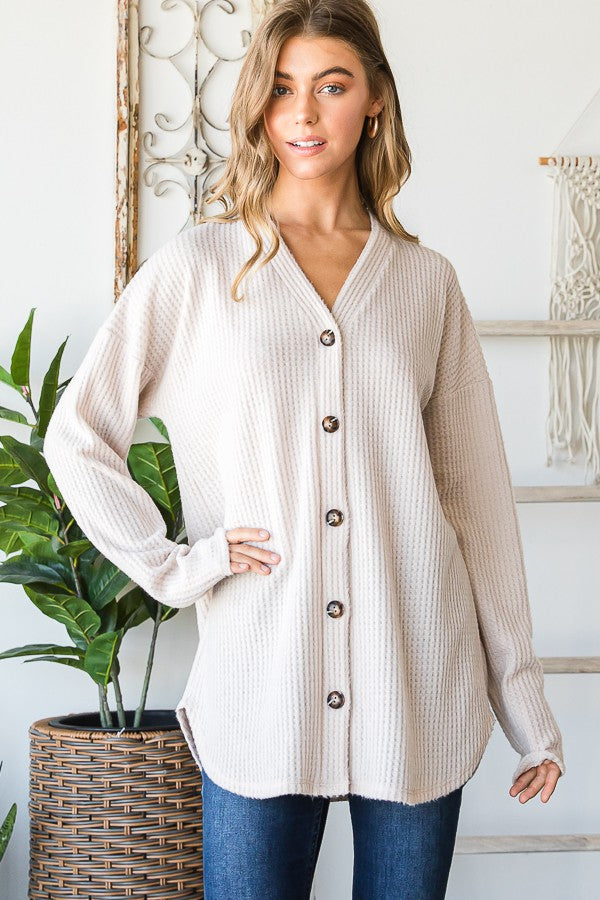 Waffled Solid Color Cardigan-Cardigan-Heimish-Three Birdies Boutique, Women's Fashion Boutique Located in Kearney, MO