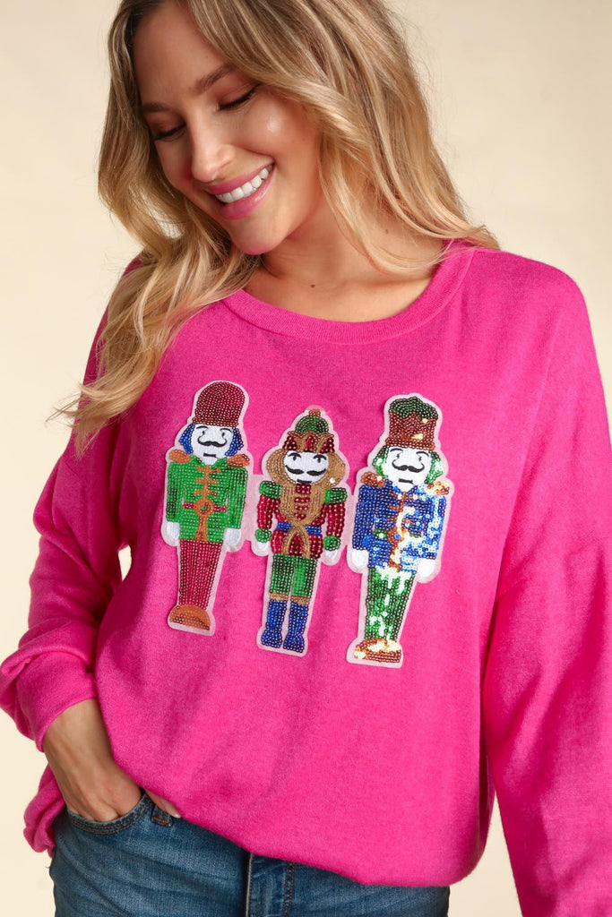Sequined Nutcracker Sweater-Outerwear-Haptics-Three Birdies Boutique, Women's Fashion Boutique Located in Kearney, MO