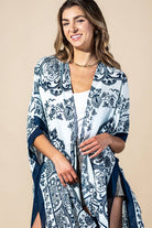 Santorini Mandala Viscose Kimono: Royal Mandala-Urbanista-Three Birdies Boutique, Women's Fashion Boutique Located in Kearney, MO