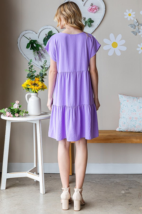 Solid Tiered Mini Dress-Mini Dresses-Heimish-Three Birdies Boutique, Women's Fashion Boutique Located in Kearney, MO