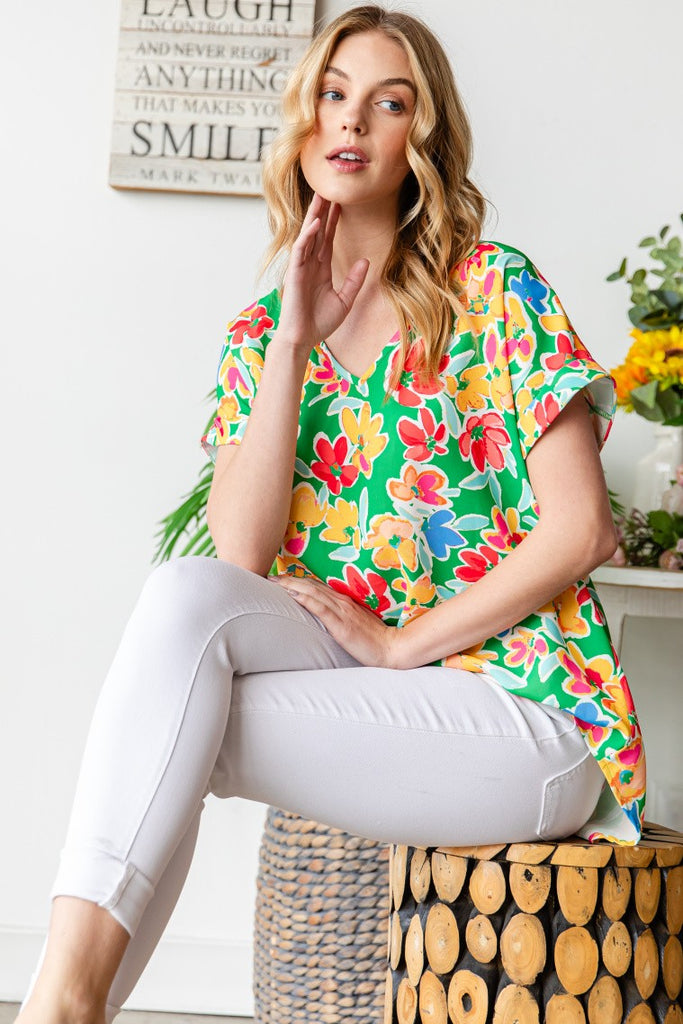 Dolman Sleeve Floral Top-Shirts & Tops-Heimish-Three Birdies Boutique, Women's Fashion Boutique Located in Kearney, MO