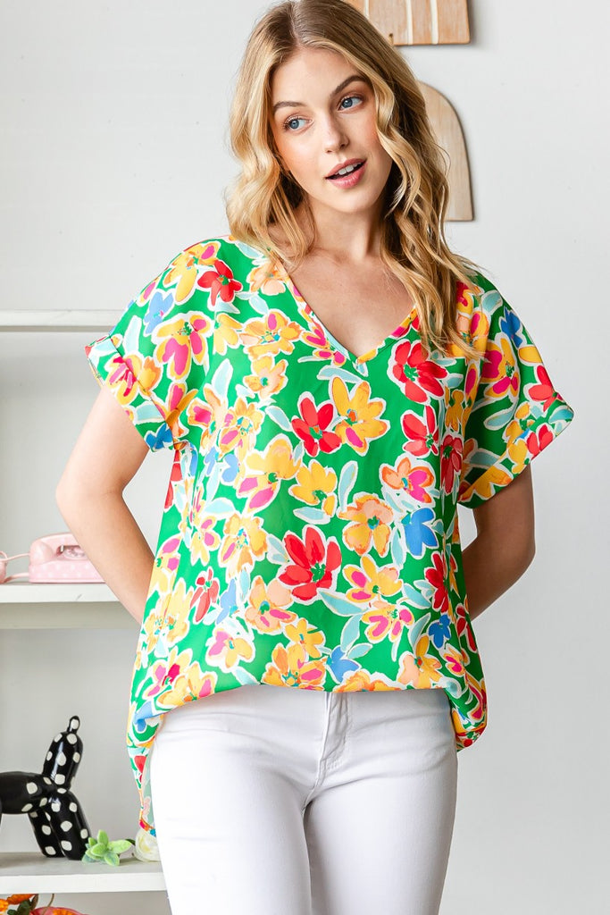 Dolman Sleeve Floral Top-Shirts & Tops-Heimish-Three Birdies Boutique, Women's Fashion Boutique Located in Kearney, MO