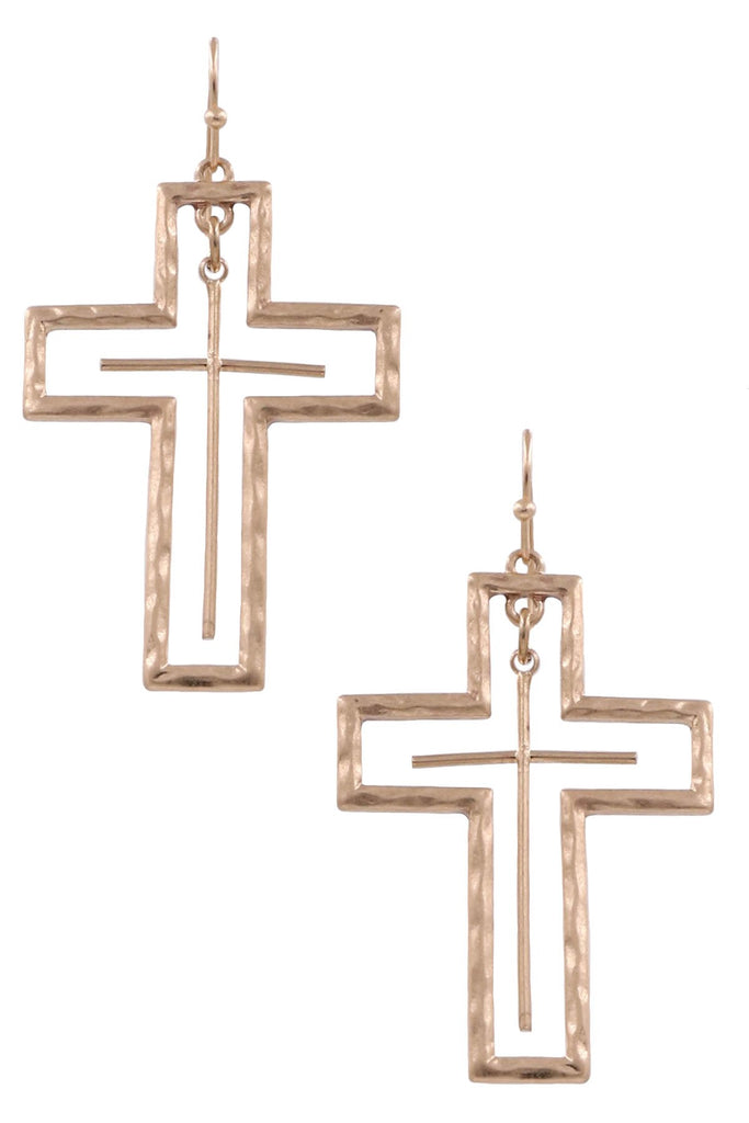 Double Cross Dangle Earrings-Jewelry-Artbox-Three Birdies Boutique, Women's Fashion Boutique Located in Kearney, MO