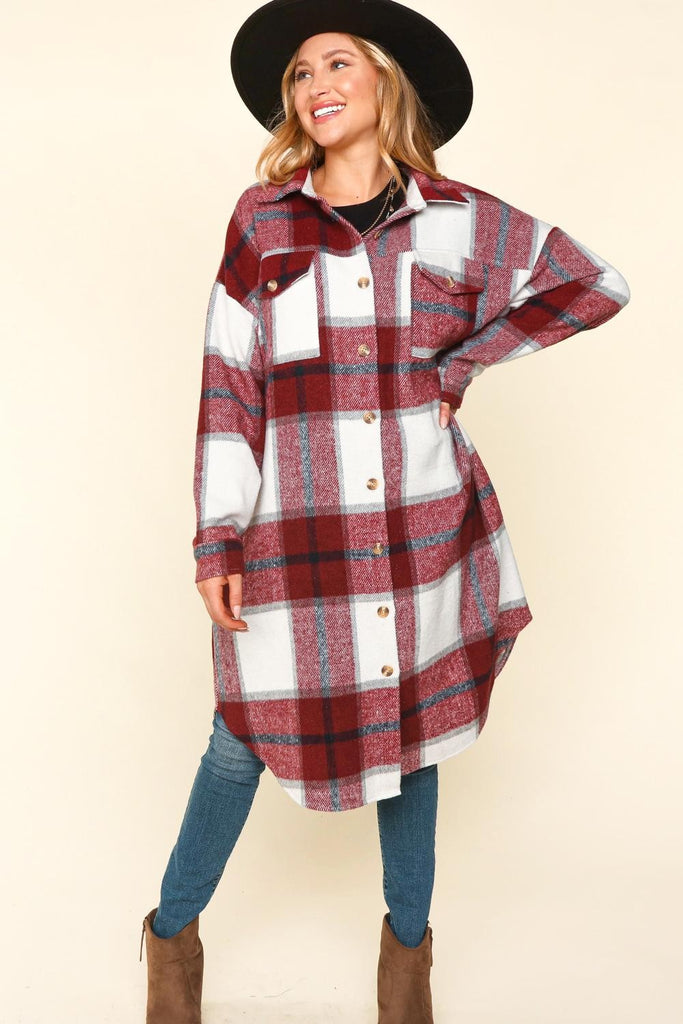 Plaid Flannel Duster Shacket-Outerwear-Haptics-Three Birdies Boutique, Women's Fashion Boutique Located in Kearney, MO