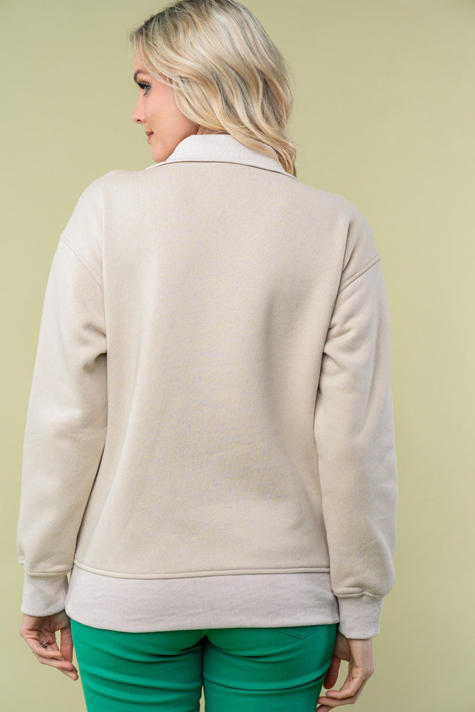 Half Zip Pullover-Shirts & Tops-White Birch-Three Birdies Boutique, Women's Fashion Boutique Located in Kearney, MO