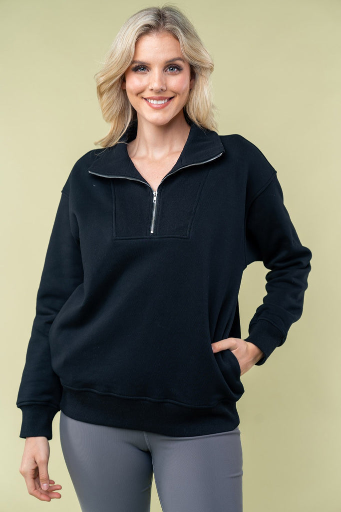 Half Zip Pullover-Shirts & Tops-White Birch-Three Birdies Boutique, Women's Fashion Boutique Located in Kearney, MO