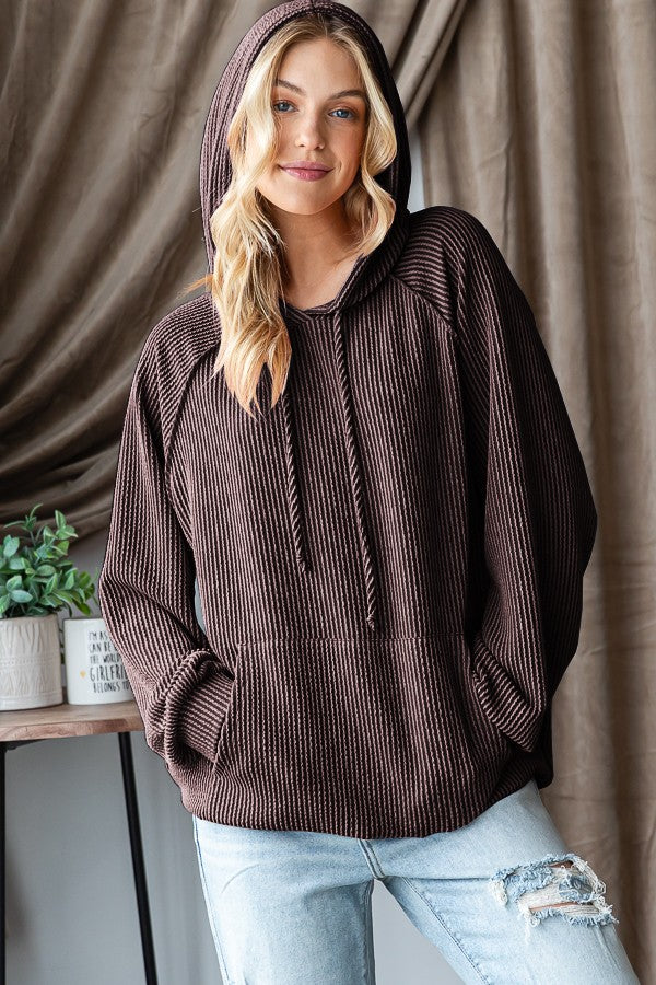 Urban Ribbed Hoodie-Shirts & Tops-Heimish-Three Birdies Boutique, Women's Fashion Boutique Located in Kearney, MO