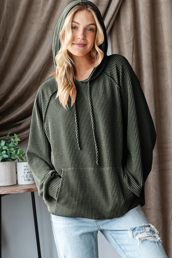 Urban Ribbed Hoodie-Shirts & Tops-Heimish-Three Birdies Boutique, Women's Fashion Boutique Located in Kearney, MO