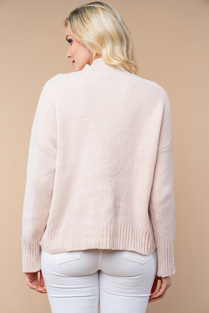 Long Sleeve Mock Neck Sweater-Sweater-White Birch-Three Birdies Boutique, Women's Fashion Boutique Located in Kearney, MO