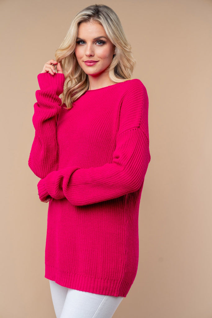 Long Sleeve Solid Knit Sweater-Sweater-White Birch-Three Birdies Boutique, Women's Fashion Boutique Located in Kearney, MO