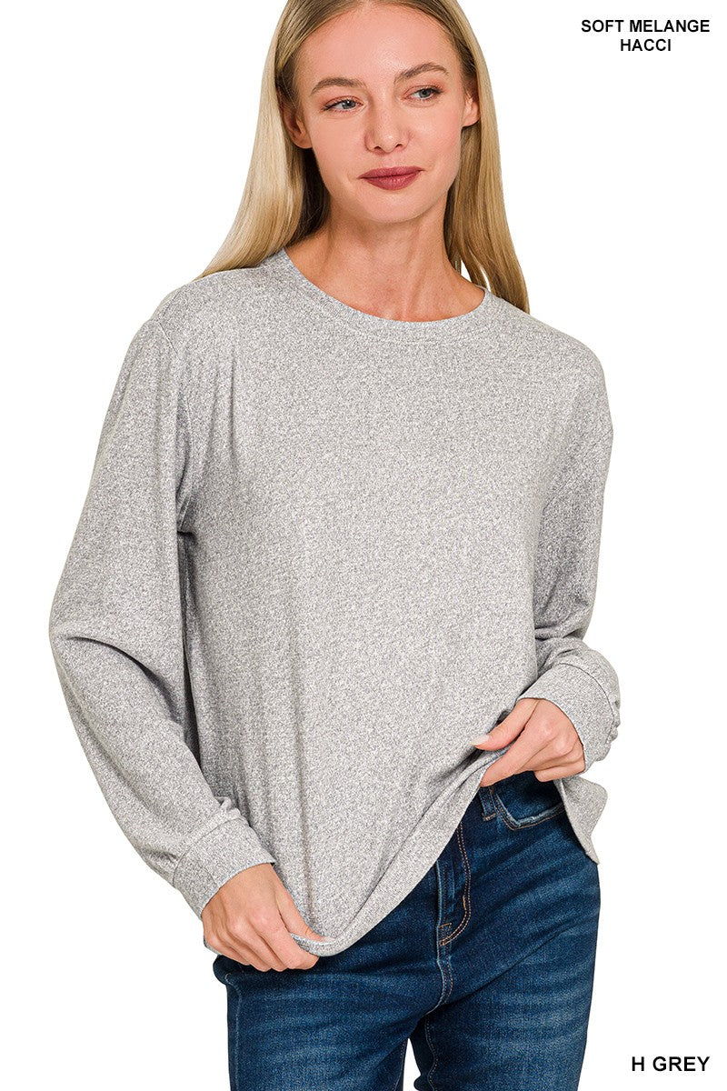 Soft Melange Boat Neck Long Sleeve { product_type }}