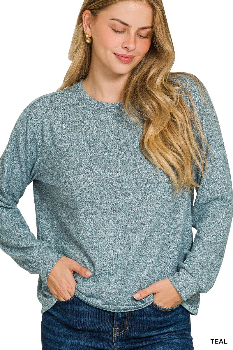 Soft Melange Boat Neck Long Sleeve { product_type }}