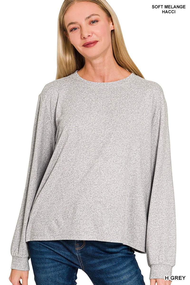 Soft Melange Boat Neck Long Sleeve { product_type }}