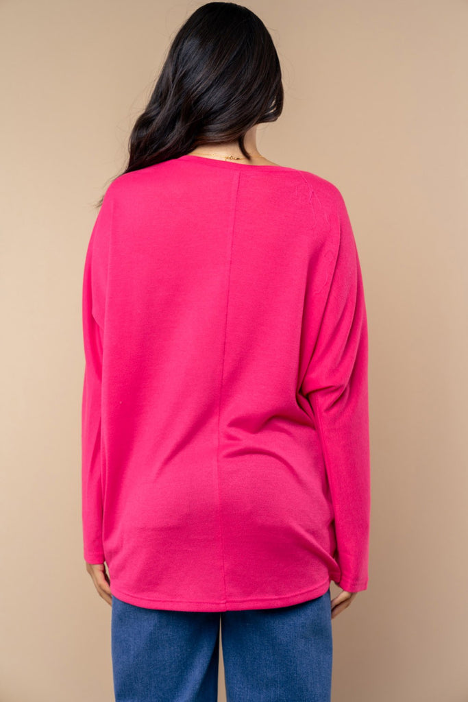 Roundneck Long Sleeve Knit Top-Shirts & Tops-White Birch-Three Birdies Boutique, Women's Fashion Boutique Located in Kearney, MO