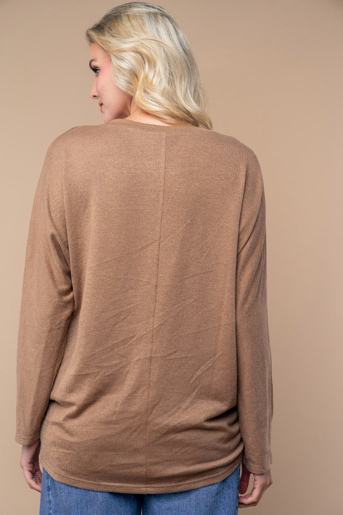 Roundneck Long Sleeve Knit Top-Shirts & Tops-White Birch-Three Birdies Boutique, Women's Fashion Boutique Located in Kearney, MO