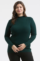 Mock Neck Long Sleeve Sweater Knit Top { product_type }}
