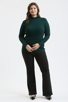 Mock Neck Long Sleeve Sweater Knit Top { product_type }}