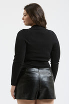 Mock Neck Long Sleeve Sweater Knit Top { product_type }}