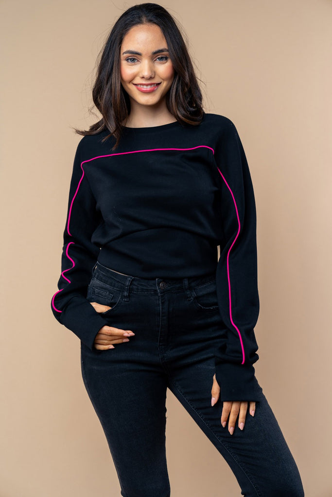 Stripe Detail Long Sleeve Top-Shirts & Tops-White Birch-Three Birdies Boutique, Women's Fashion Boutique Located in Kearney, MO