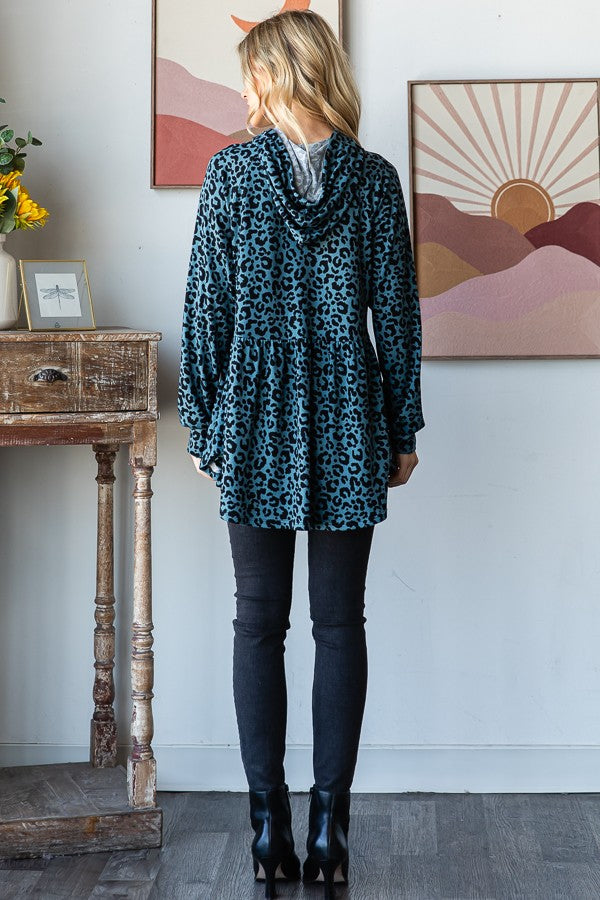 Cheetah Print Hooded Top-Shirts & Tops-Heimish-Three Birdies Boutique, Women's Fashion Boutique Located in Kearney, MO