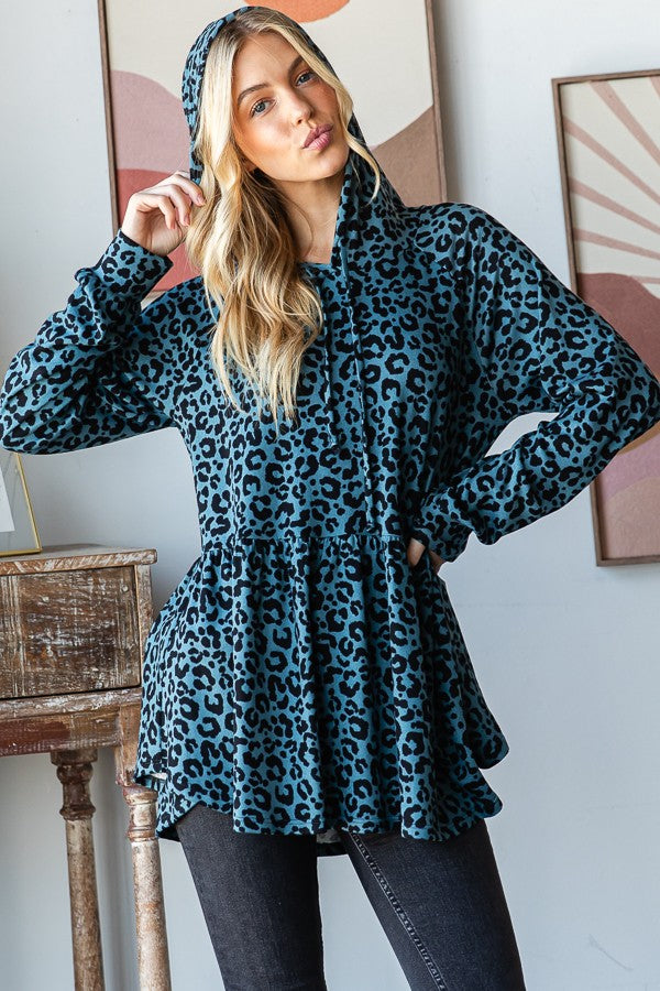 Cheetah Print Hooded Top-Shirts & Tops-Heimish-Three Birdies Boutique, Women's Fashion Boutique Located in Kearney, MO