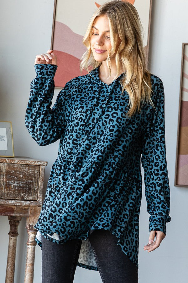 Cheetah Print Hooded Top-Shirts & Tops-Heimish-Three Birdies Boutique, Women's Fashion Boutique Located in Kearney, MO
