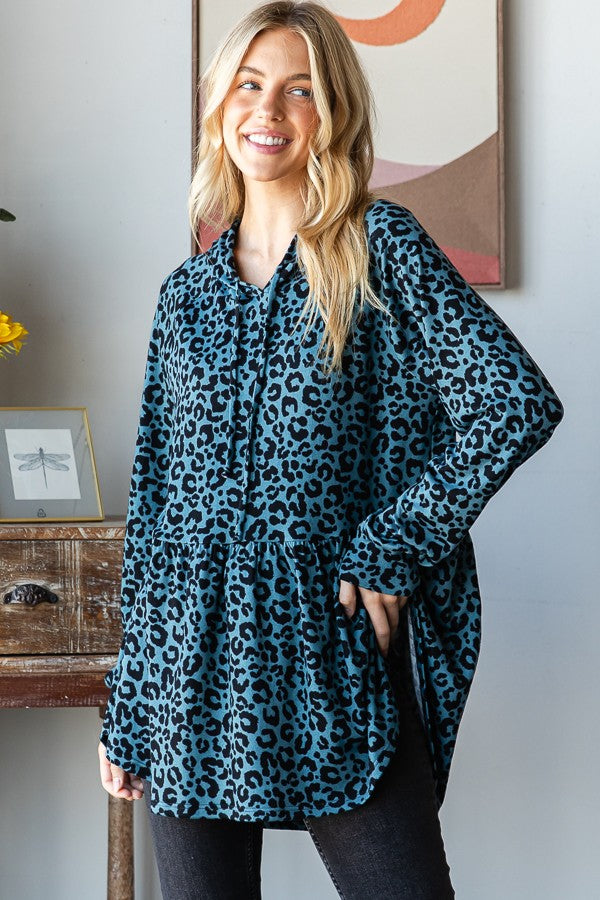 Cheetah Print Hooded Top-Shirts & Tops-Heimish-Three Birdies Boutique, Women's Fashion Boutique Located in Kearney, MO