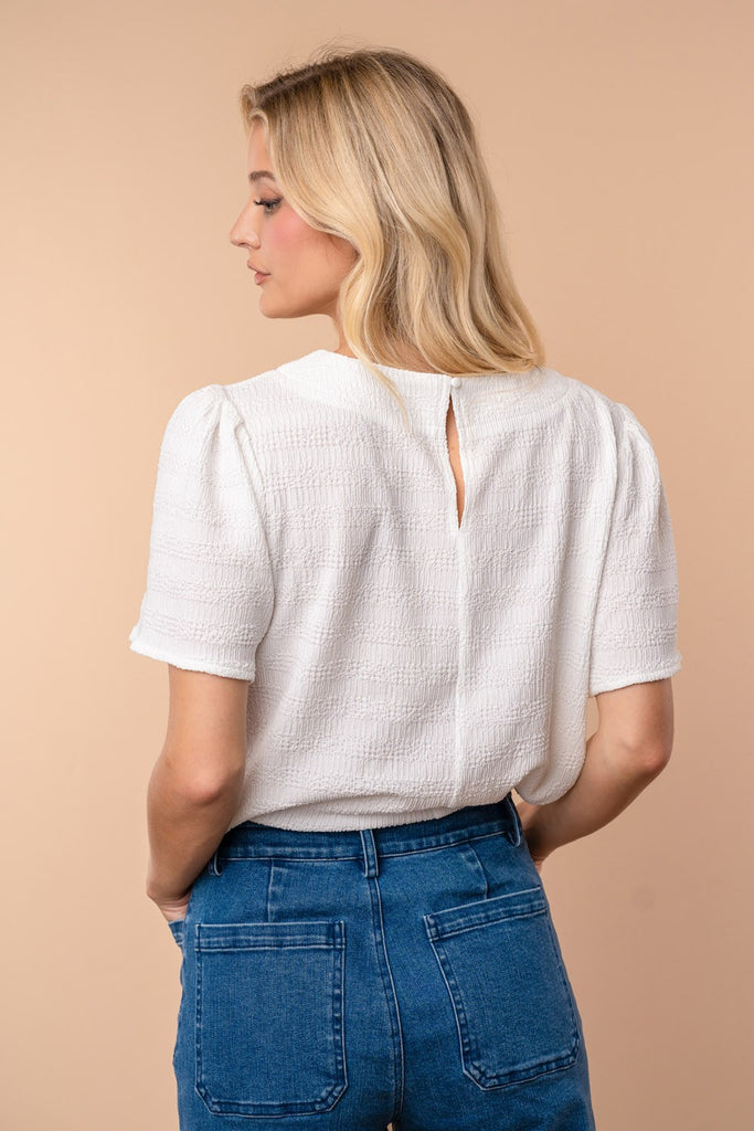 White Birch Off White Short Sleeve Knit-Shirts & Tops-White Birch-Three Birdies Boutique, Women's Fashion Boutique Located in Kearney, MO