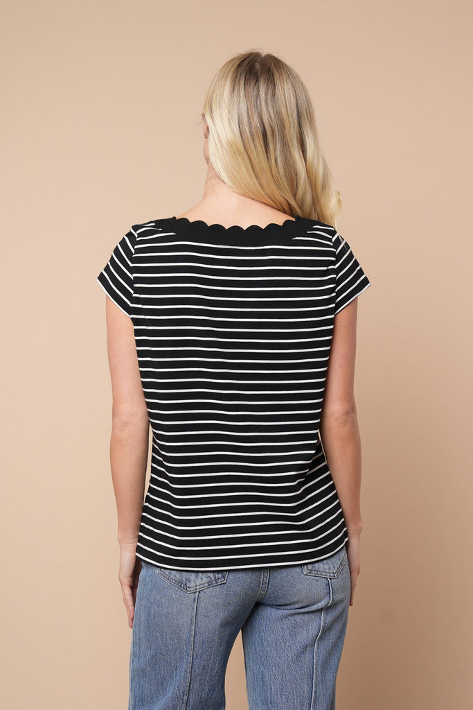 White Birch Striped Short Sleeve Knit Top-Shirts & Tops-White Birch-Three Birdies Boutique, Women's Fashion Boutique Located in Kearney, MO