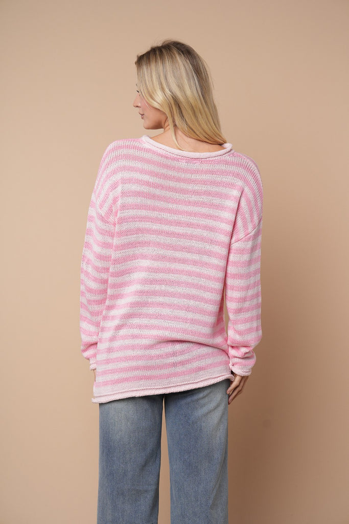 White Birch Long Sleeve Striped Knit Top-Shirts & Tops-White Birch-Three Birdies Boutique, Women's Fashion Boutique Located in Kearney, MO