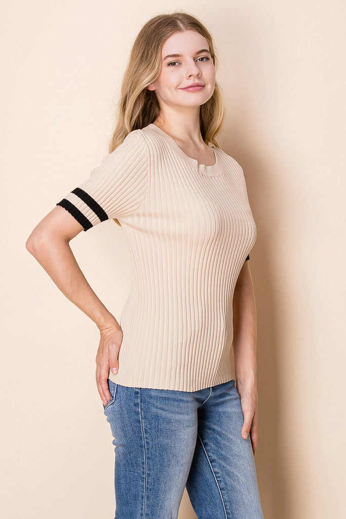 White Birch Short Sleeve Solid Knit-Shirts & Tops-White Birch-Three Birdies Boutique, Women's Fashion Boutique Located in Kearney, MO
