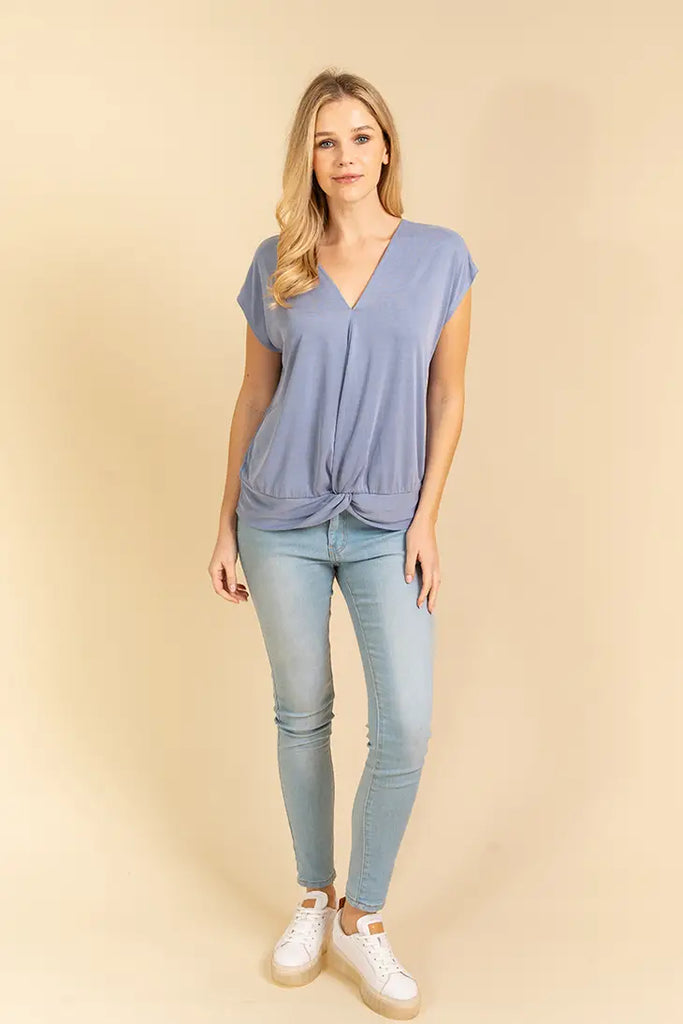 Twist Front Knot Blouse-Shirts & Tops-Sew In Love-Three Birdies Boutique, Women's Fashion Boutique Located in Kearney, MO