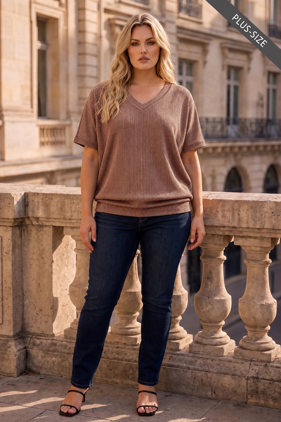 Oversized Rib Ruched Top-Shirts & Tops-Dear Scarlett-Three Birdies Boutique, Women's Fashion Boutique Located in Kearney, MO
