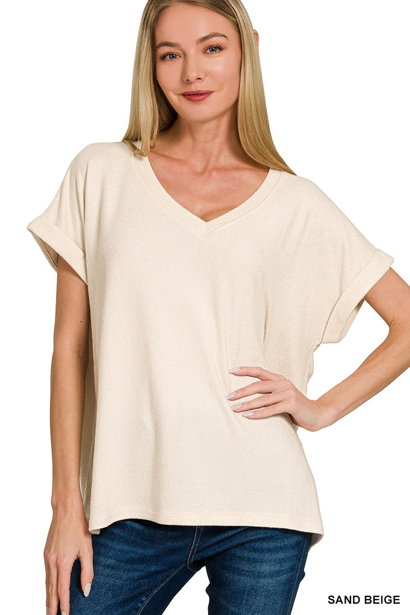 Soft Melange Hacci V-neck Tee { product_type }}